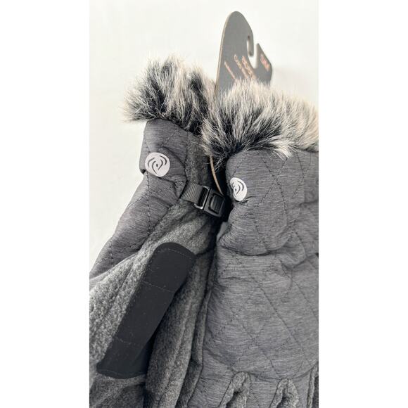 Apana Touch Screen Cold Weather Gloves Women Size Small Medium New Grey Faux Fur - Picture 4 of 5